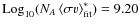 ${\rm Log}_{10}( N_{A}\left\langle \sigma
v\right\rangle ^{*}_{\rm fit}) =9.20 $