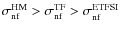 $\sigma_{\rm nf}^{\rm HM} >
\sigma_{\rm nf}^{\rm TF} > \sigma_{\rm nf}^{\rm ETFSI}$