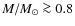 $M/M_{\odot} \ga 0.8 $