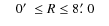 $\quad 0\hbox{$^\prime$ }\leq R \leq 8\hbox{$.\mkern-4mu^\prime$ }0\quad$