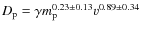 $D_{\rm p} = \gamma m_{\rm p}^{0.23\pm0.13} v^{0.89\pm0.34}$