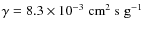 $\gamma = 8.3 \times 10^{-3}\;{\rm cm^2\;s\;g^{-1}}$