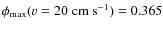 $\phi_{\rm max}(v=20\;{\rm cm~s^{-1}})=0.365$