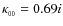 $\kappa _{_{00}} = 0.69 i$