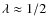 $\lambda \approx 1/2$