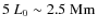 $5~L_0 \sim 2.5~\rm {Mm}$
