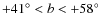 $+41^{\circ} < b < +58^{\circ}$