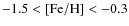 $-1.5 <\rm [Fe/H] < -0.3$