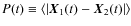 $P(t) \equiv \langle \vert\vec{X}_{1}(t)-\vec{X}_{2}(t)\vert \rangle$