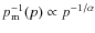 $p_{\rm m}^{-1}(p)\propto p^{-1/\alpha}$