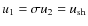 $u_1 = \sigma u_2=u_{\rm sh}$