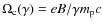 $\Omega_{\rm c}(\gamma)=eB/\gamma m_{{\rm p}}c$