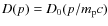 $D(p)=D_0(p/m_{\rm p}c)$
