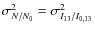 $\sigma_{N/N_{0}}^{2} = \sigma_{I_{13}/I_{0,13}}^{2}$