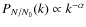 $P_{N/N_{0}}(k) \propto k^{-\alpha}$