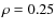 $\rho = 0.25$