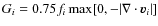 $G_i = 0.75 f_i \max[0,-\vert\nabla\cdot\vec{v}_i\vert]$