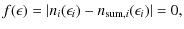 $\displaystyle f(\epsilon) = \vert n_i(\epsilon_i) - n_{{\rm sum},i}(\epsilon_i)\vert = 0,$