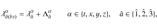 \begin{displaymath}
{\lambda}_{\hat{a}(bs)}^\alpha={\lambda}_{\hat{a}}^\alpha+\L...
...lpha\in\{t,x,y,z\},\quad\hat{a}\in\{\hat{1},\hat{2},\hat{3}\},
\end{displaymath}