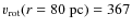 $v_{{\rm rot}}(r=80~{\rm pc})= 367$