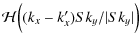 $\displaystyle \mathcal{H}\Big((k_x-k'_x)Sk_y/\vert Sk_y\vert\Big)$