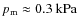 $p_{\rm m} \approx 0.3~\rm kPa$