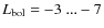 $L_{\rm bol}= -3~...-7$
