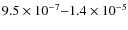 $9.5\times10^{-7}{-}1.4\times10^{-5}$