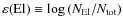$\varepsilon({\rm El})\equiv\log{(N_{\rm El}/N_{\rm tot})}$