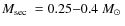 $\mbox{$M_{\rm sec}$ }=0.25{-}0.4~\mbox{${M}_{\odot}$ }$