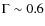 $\Gamma \sim 0.6$