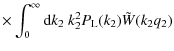 $\displaystyle \times \int_0^{\infty} {\rm d}k_2 ~ k_2^2 P_{\rm L}(k_2) \tilde{W}(k_2 q_2)$