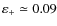 $\varepsilon_+ \simeq 0.09$