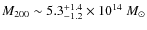 $M_{200} \sim 5.3_{-1.2}^{+1.4} \times 10^{14}~M_\odot$