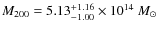 $M_{200}= 5.13^{+1.16}_{-1.00}\times 10^{14}~M_\odot$