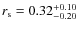 $r_{\rm s} = 0.32_{-0.20}^{+0.10}$