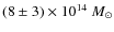 $(8\pm3)\times 10^{14}~M_\odot$
