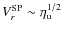 $V_r^{\rm SP}\sim\eta_{\rm u}^{1/2}$