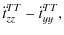 $\displaystyle \ddot{t}^{TT}_{zz}-\ddot{t}^{TT}_{yy},$