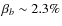 $\beta_{b}\sim 2.3\%$