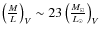 $\left( {\frac{M}{L}} \right)_V \sim 23\left( {\frac{{M_ \odot }}{{L_ \odot }}} \right)_V$