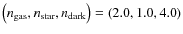 $\left( {n_{{\rm gas}} ,n_{{\rm star}} ,n_{{\rm dark}} } \right) = \left( {2.0,1.0,4.0} \right)$