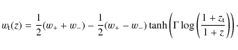 \begin{displaymath}
w_{\rm t}(z) = \frac{1}{2} (w_+ + w_-) -
\frac{1}{2} (w_+ - ...
...(\Gamma
\log\left(\frac{1+z_{\rm t}}{1+z}\right) \right) \cdot
\end{displaymath}
