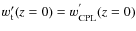 $w_{\rm t}'(z=0) = w_{\rm CPL}^{'}(z=0)$