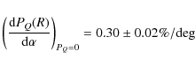\begin{displaymath}\left(\frac{{\rm d}\ensuremath{P_Q} (R)}{{\rm d}\alpha}\right)_{\ensuremath{P_Q} =0} =
0.30 \pm 0.02\%{\rm /deg}
\end{displaymath}