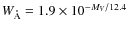 $W_{\rm\AA}=1.9\times 10^{-M_{V}/12.4}$