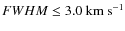$FWHM \le
3.0~{\rm km~s}^{-1}$