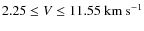 $2.25 \le V \le
11.55~{\rm km~s}^{-1}$