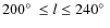 $200\hbox{$^\circ$ }\le l \le 240\hbox{$^\circ$ }$