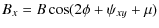 $\displaystyle B_x = B\cos(2\phi+\psi_{xy}+\mu)$